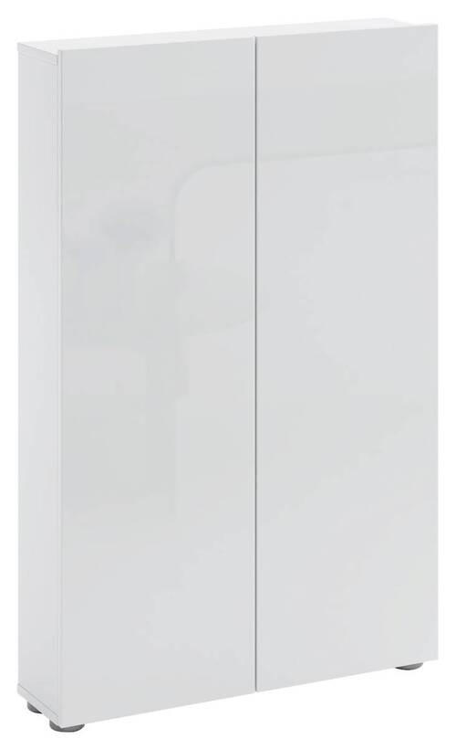 SCHUHSCHRANK Weiß Hochglanz  - Weiß Hochglanz/Schwarz, Design, Holzwerkstoff/Kunststoff (74/115/19cm) - Xora