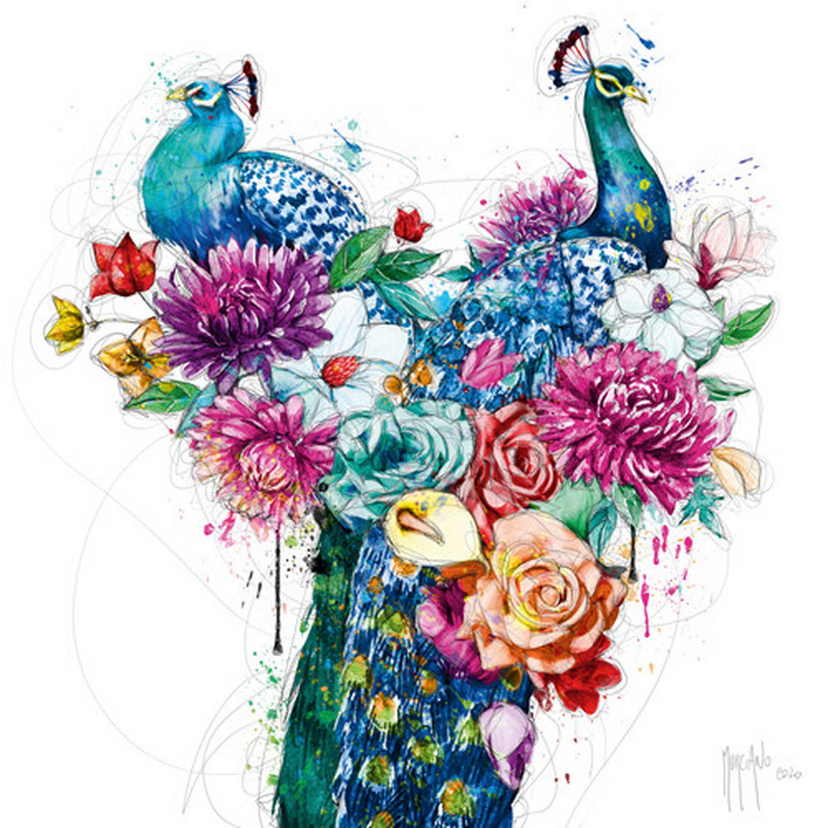 KUNSTDRUCK 14/14 cm  - Weiss/Multicolor, Basics, Papier (14/14cm) - Monee