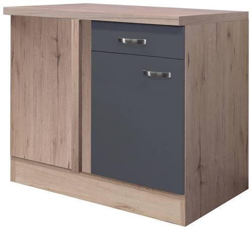 ECKUNTERSCHRANK 110/85/60 cm in Eiche San Remo, Dunkelgrau - Edelstahlfarben/Dunkelgrau, MODERN, Holzwerkstoff/Metall (110/85/60cm) - FlexWell
