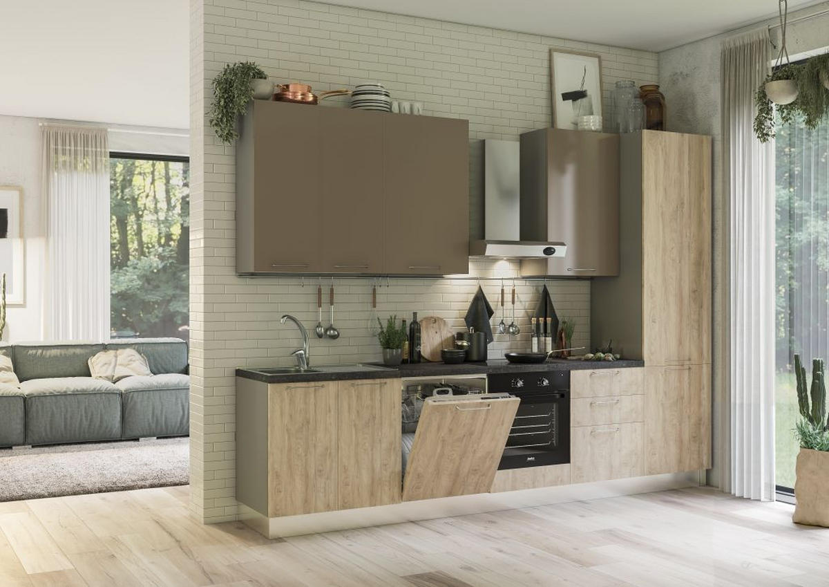 BLOK KUHINJA S APARATIMA   - Basics, drvni materijal (320cm) - Xora