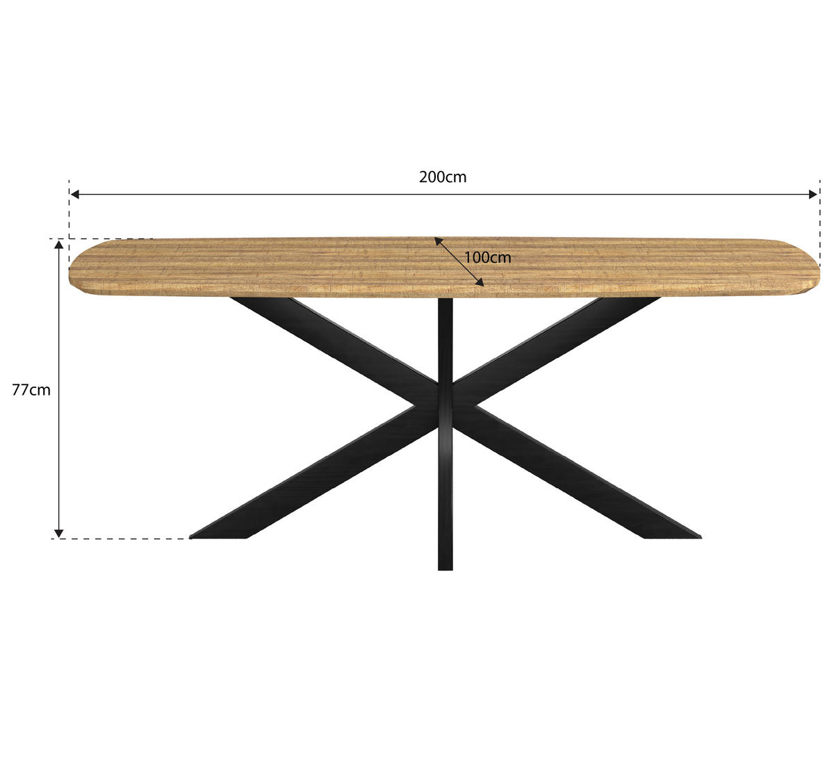 ESSTISCH in Holz, Metall  - Beigebraun/Schwarz, KONVENTIONELL, Holz/Metall (200/77/100cm) - MID.YOU