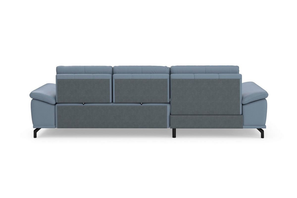 ROHOVÁ SEDAČKA, textil, koža, sivomodrá - čierna/sivomodrá, Basics, kov/koža (176/301cm) - Sit & More