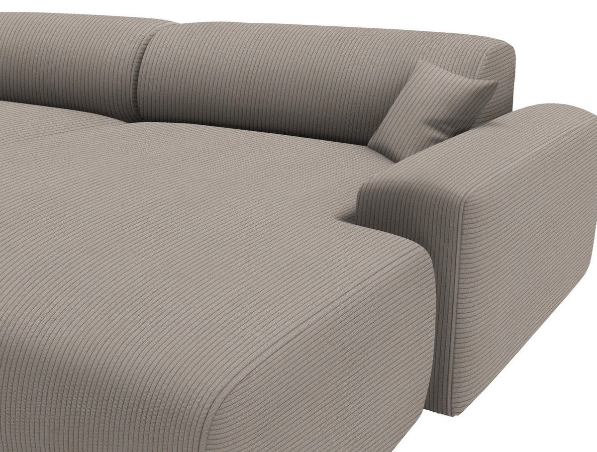 ECKSOFA in Velours, Feincord Taupe  - Taupe/Schwarz, Design, Kunststoff/Textil (292/178cm) - Livetastic