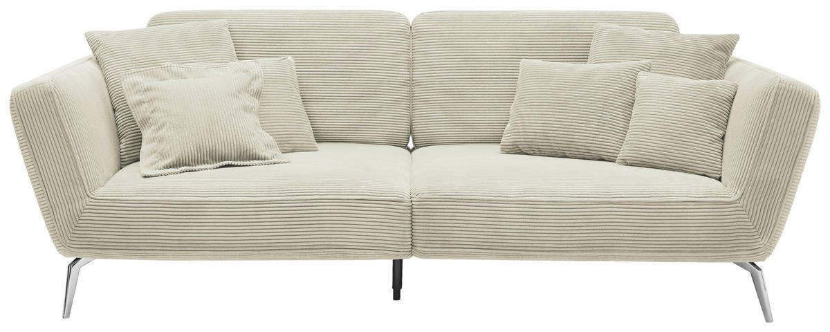 3-SITZER-SOFA Cord Creme  - Chromfarben/Creme, KONVENTIONELL, Kunststoff/Textil (260/90/125cm) - SetOne by Musterring