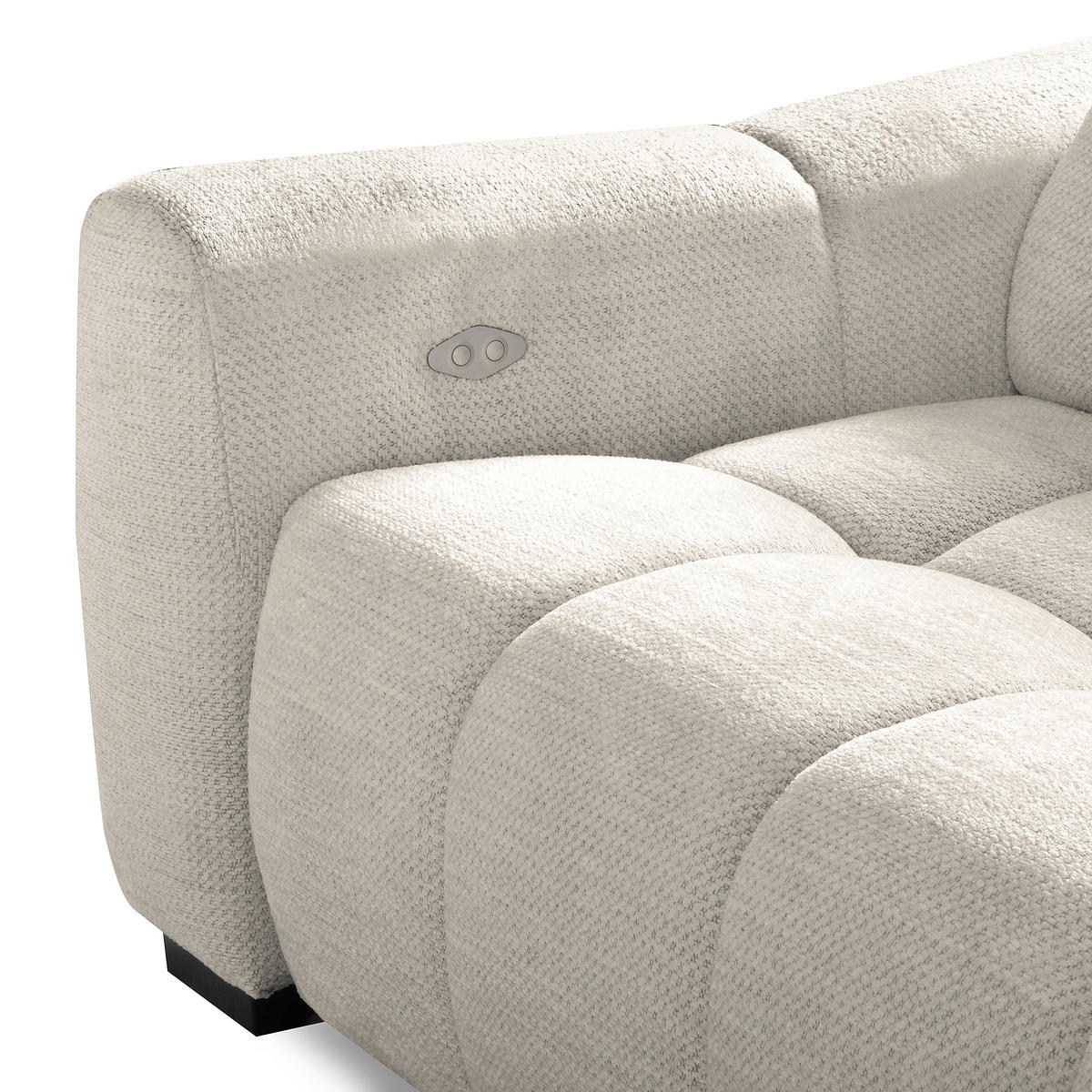 ECKSOFA AVEIRO Weiß Webstoff Bettkasten, Kopfteilverstellung, Sitzvorzug  - Schwarz/Weiß, Design, Kunststoff/Textil (274/177cm) - Livetastic