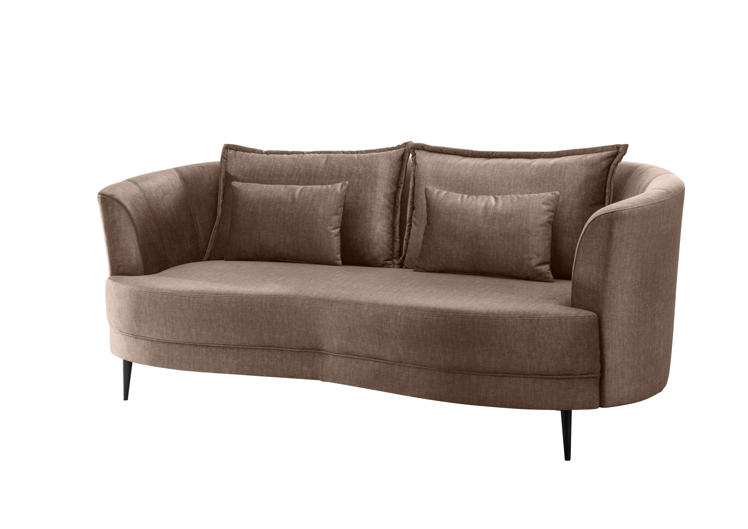 3-SITZER-SOFA in Velours Hellbraun  - Hellbraun/Schwarz, Modern, Textil/Metall (209/85/101cm) - Livetastic