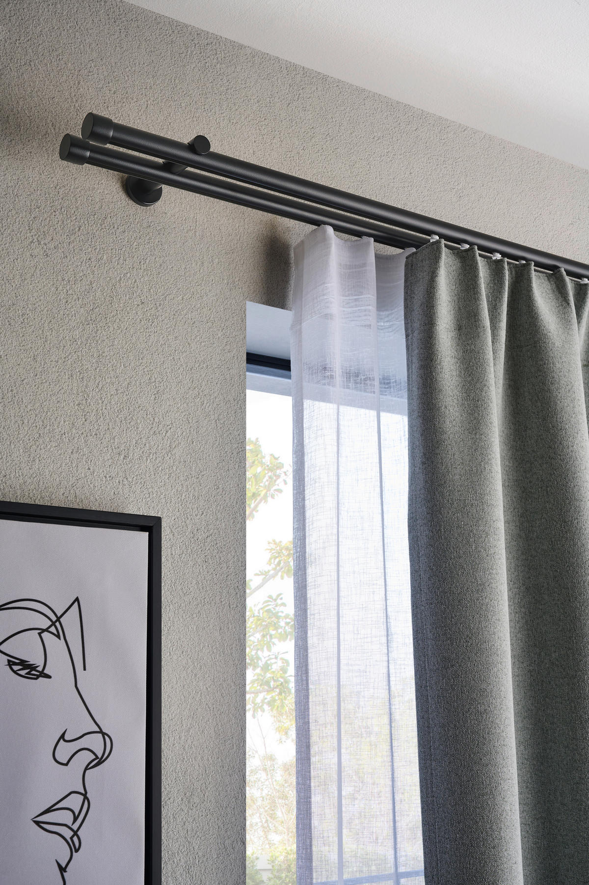 TYČ NA ZÁVĚSY A PŘÍSLUŠENSTVÍ  120 cm - černá, Basics, kov (120cm) - Homeware