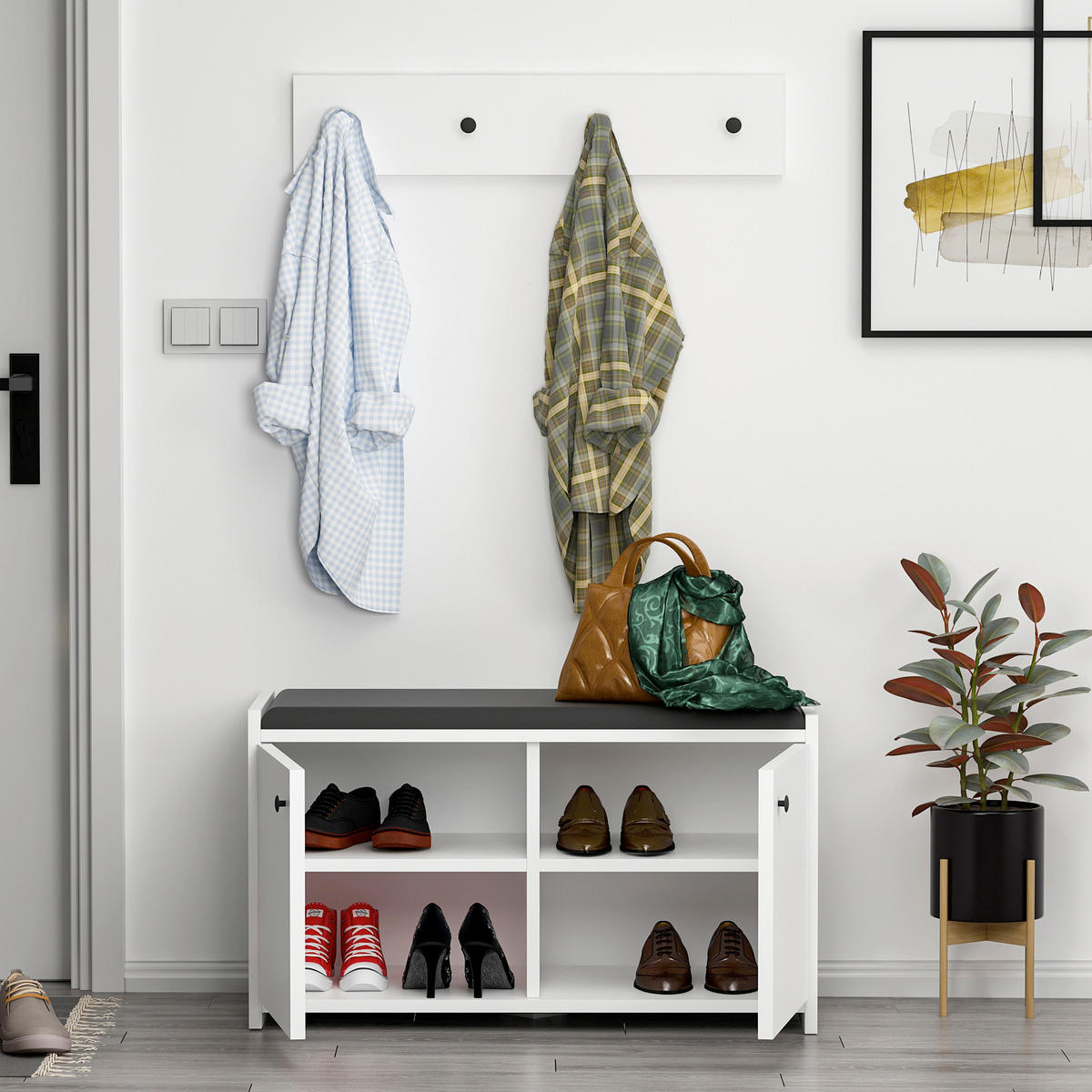 HALLMÖBEL 2 delar  i 80/35/45 cm  - vit, Design, trämaterial (80/35/45cm) - Livetastic