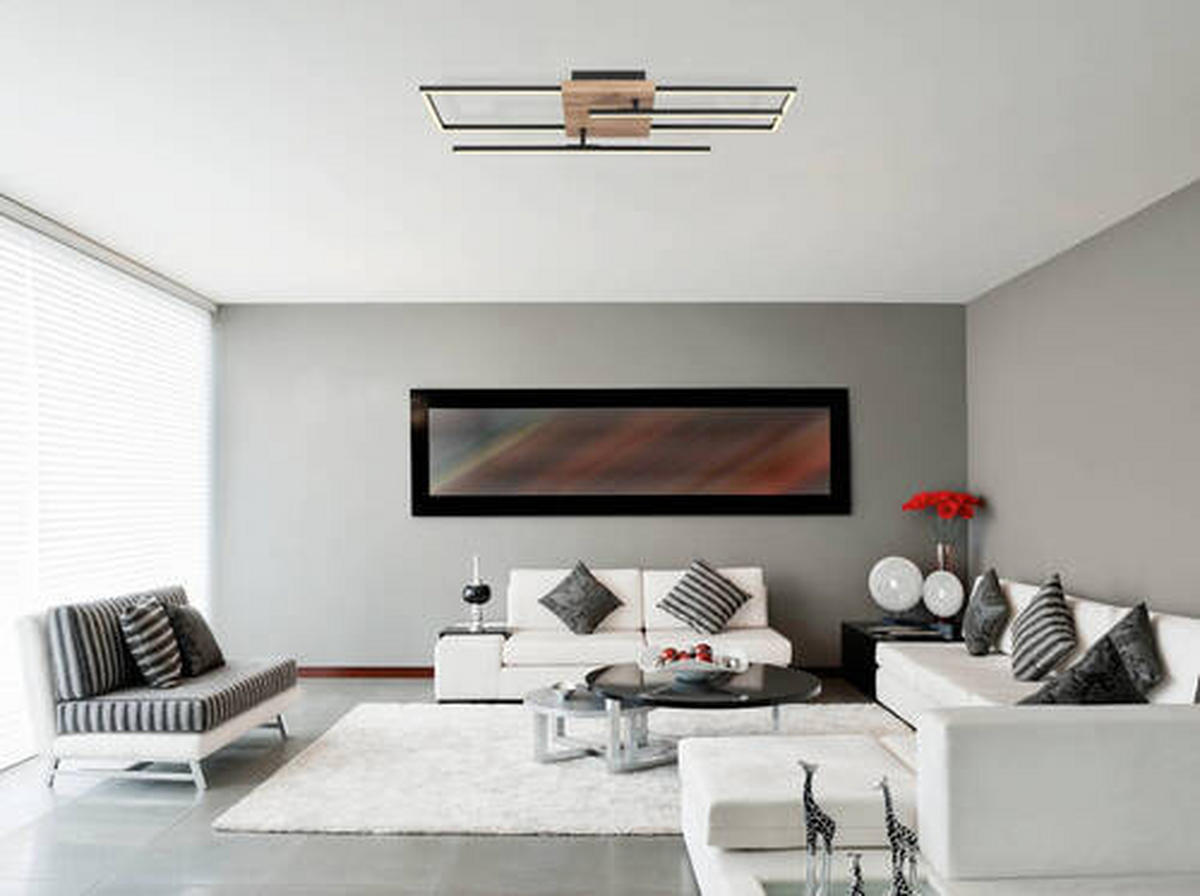 LED-DECKENLEUCHTE 24 W    80/20/11,5 cm  - Dunkelbraun/Opal, Design, Holzwerkstoff/Kunststoff (80/20/11,5cm) - Globo