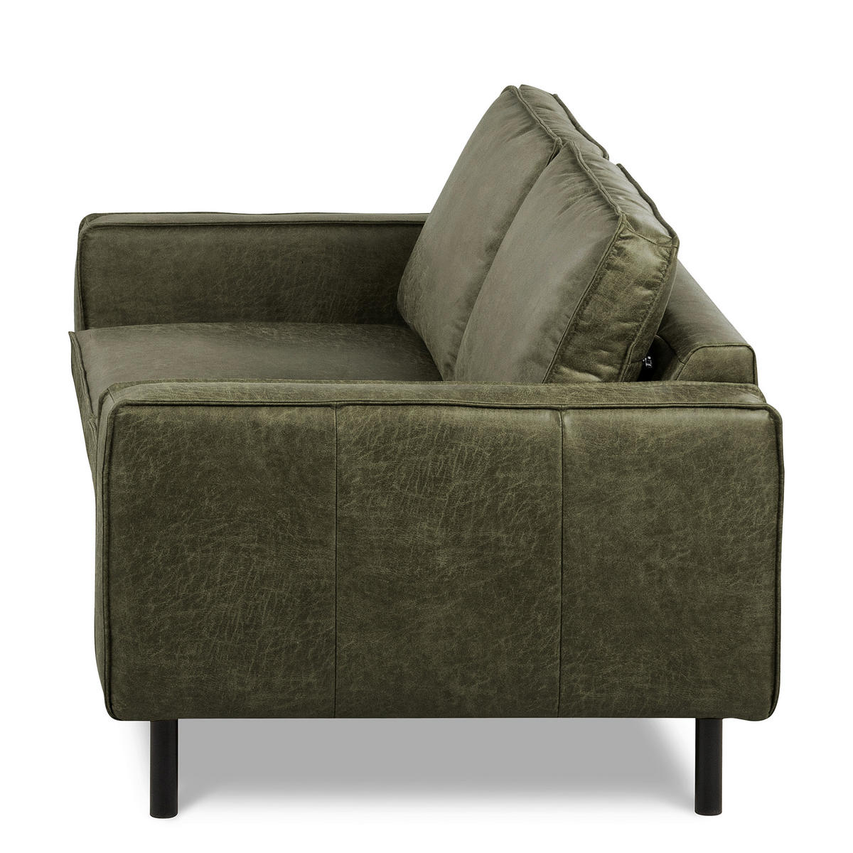 3-SITZER-SOFA Echtleder Lederlook Grün  - Schwarz/Grün, Design, Leder/Textil (188/85/92cm) - Livetastic