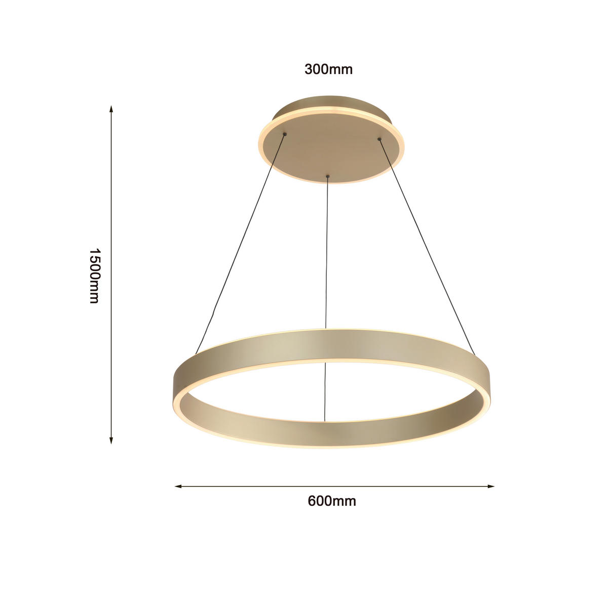 LED-PENDELLEUCHTE 60/150 cm  - Goldfarben, LIFESTYLE, Kunststoff/Metall (60/150cm)