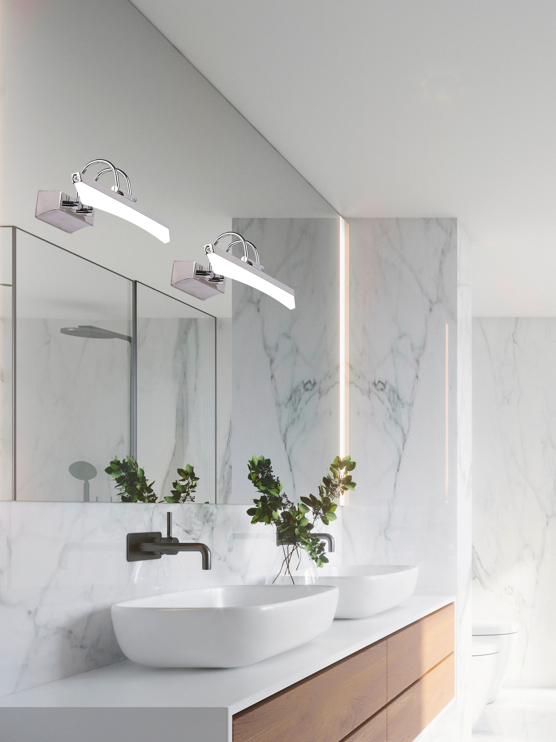 LED-WANDLEUCHTE 15/44/11 cm   - Chromfarben, Design, Metall (15/44/11cm)