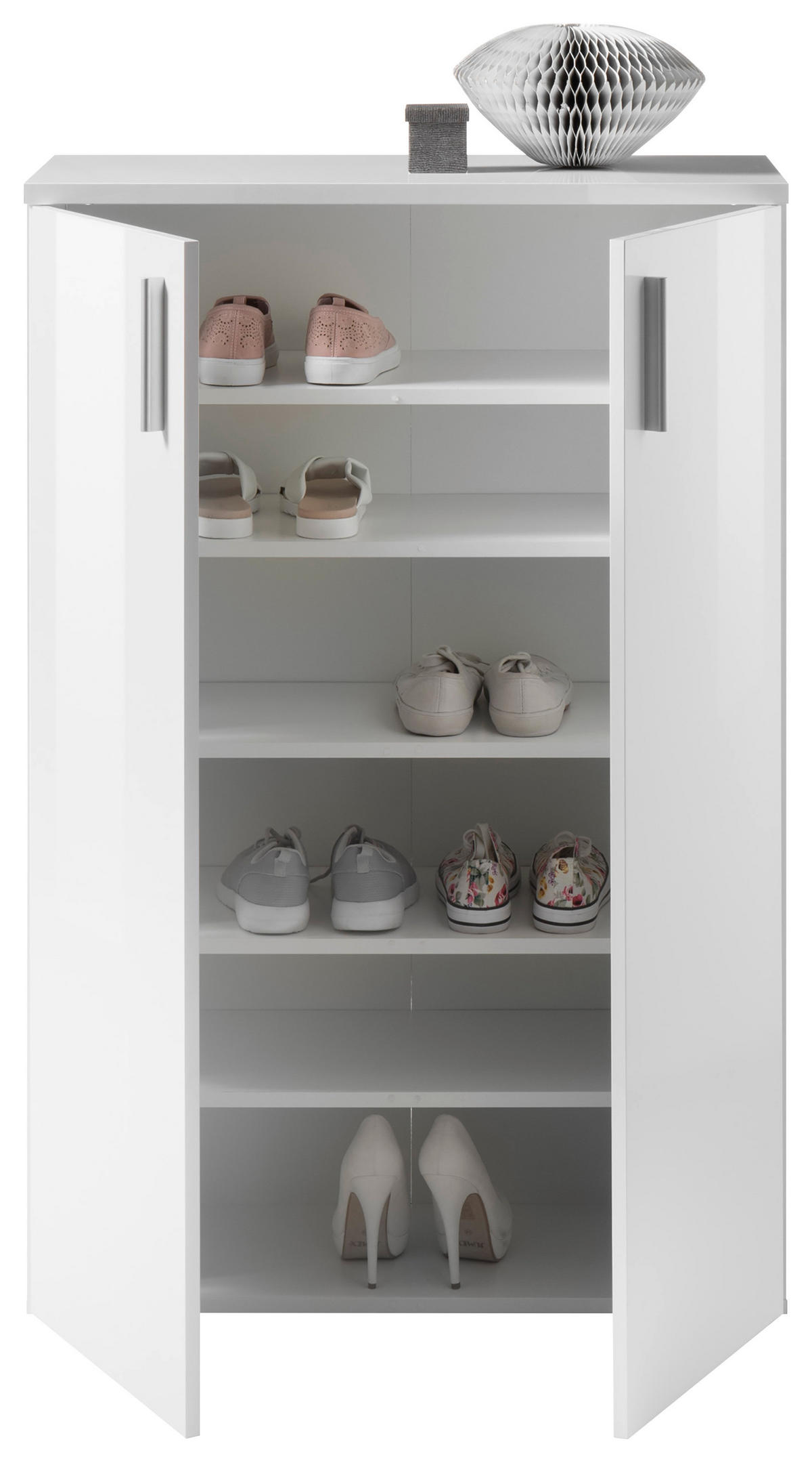 SCHUHSCHRANK Weiß  - Silberfarben/Weiß, Design, Holzwerkstoff/Kunststoff (80/120/35cm) - Carryhome