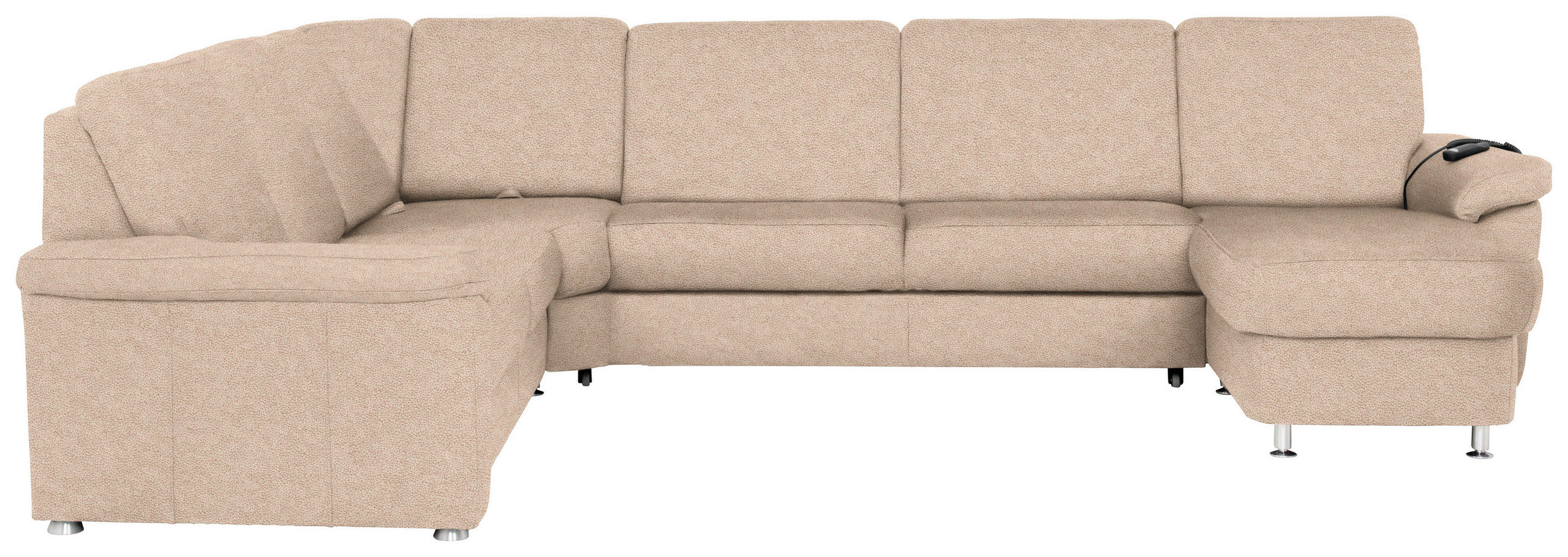 WOHNLANDSCHAFT Beige Flachgewebe  - Chromfarben/Beige, KONVENTIONELL, Textil/Metall (240/330/163cm) - Beldomo System