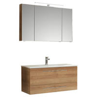 BADEZIMMER  in 110 cm  - Chromfarben/Eichefarben, KONVENTIONELL, Holzwerkstoff/Stein (110cm) - Sadena