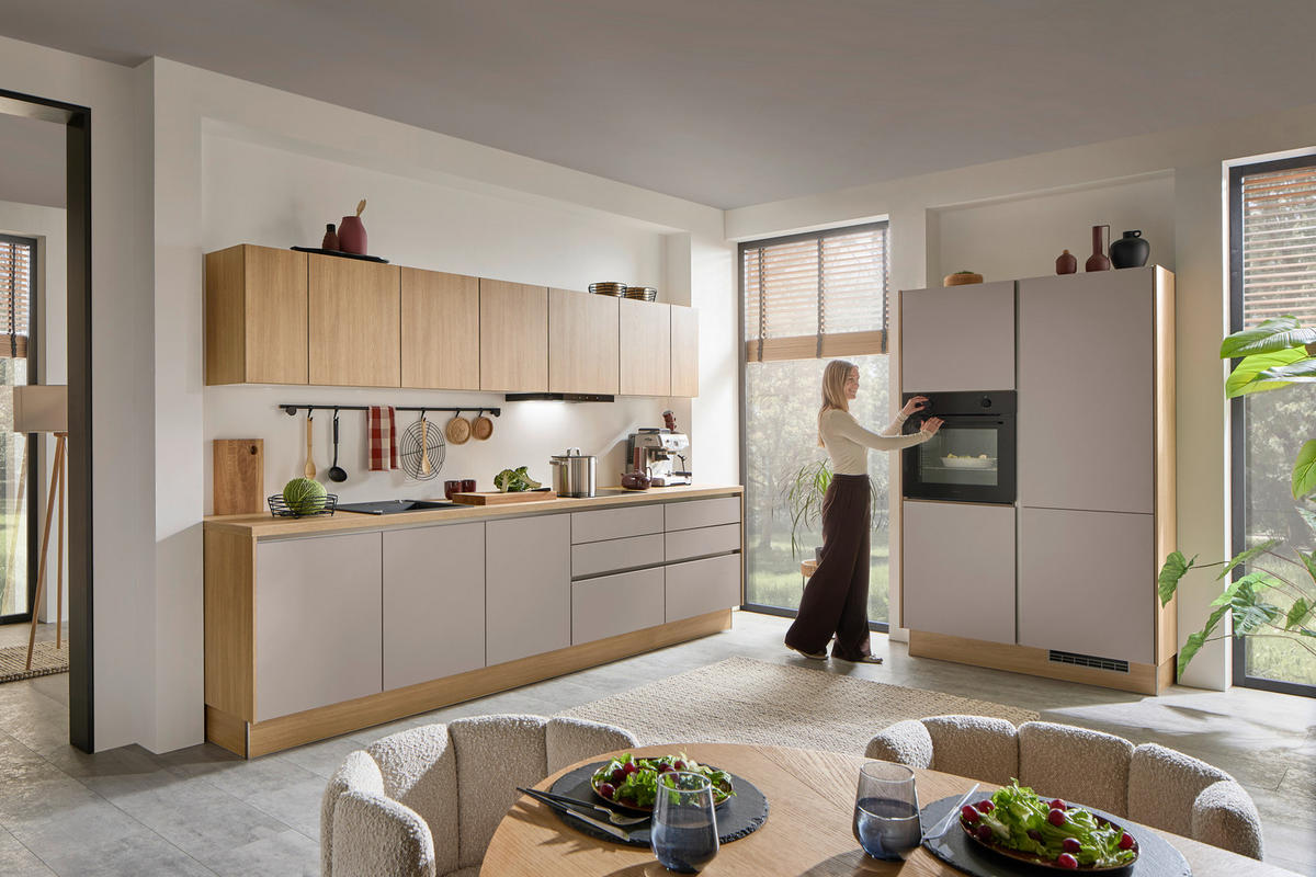 KÜCHENLEERBLOCK XO 15  in Grau, Eichefarben  - Edelstahlfarben/Eichefarben, Design, Holzwerkstoff/Metall (344cm) - Xora