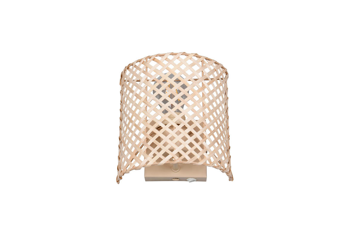 WANDLEUCHTE Bina 19/19/10,5 cm  - Beige/Naturfarben, Natur, Naturmaterialien/Metall (19/19/10,5cm)