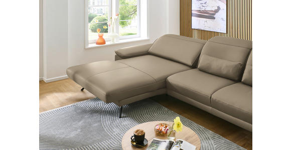 ECKSOFA in Echtleder Hellbraun 193/332 cm - Hellbraun/Schwarz, Design, Leder/Metall (193/332cm) - Dieter Knoll