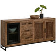 SIDEBOARD 175/80/40 cm  in Naturfarben, Hellbraun  - Hellbraun/Schwarz, Design, Glas/Holz (175/80/40cm) - Carryhome