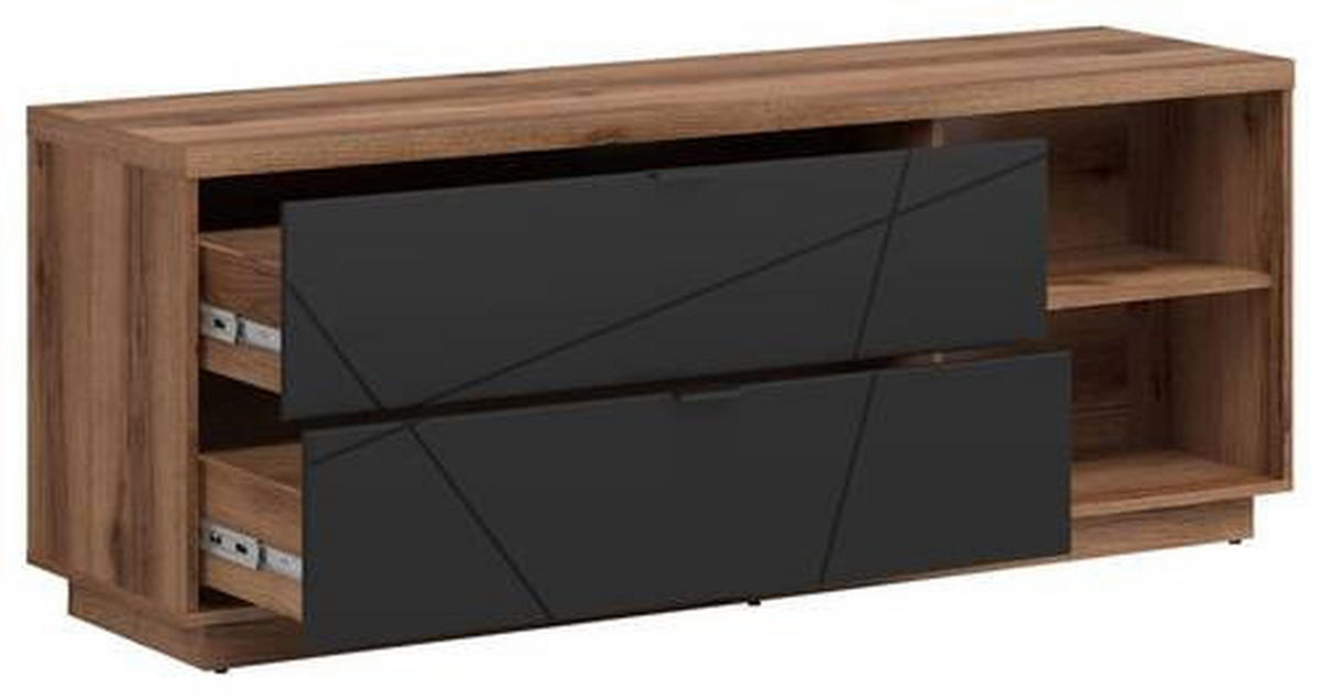 LOWBOARD  in 156/61/42,5 cm  - Eichefarben/Schwarz, Design, Holzwerkstoff/Kunststoff (156/61/42,5cm)