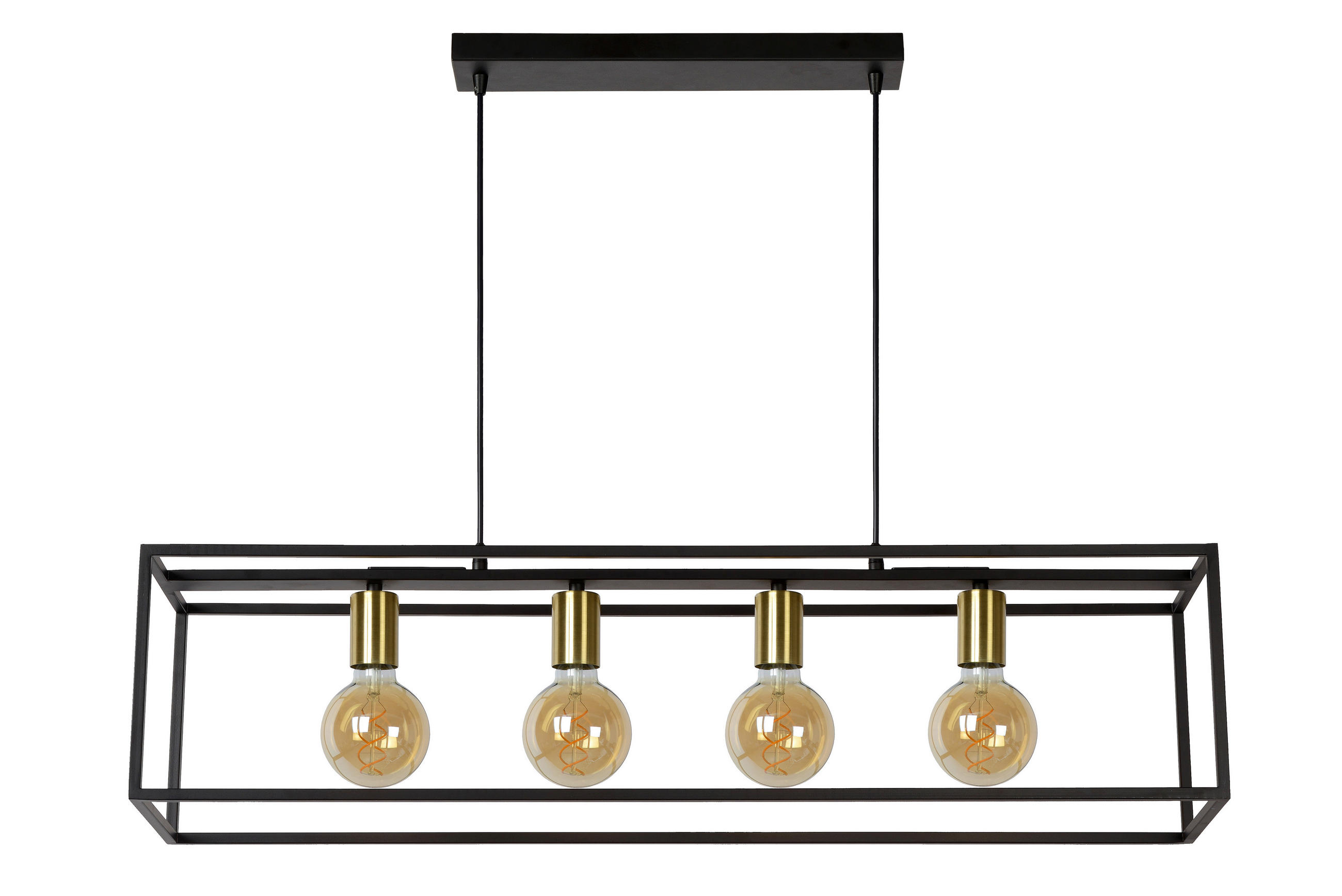 HÄNGELEUCHTE Ruben 92/22/150 cm   - Schwarz, Basics, Metall (92/22/150cm) - Lucide