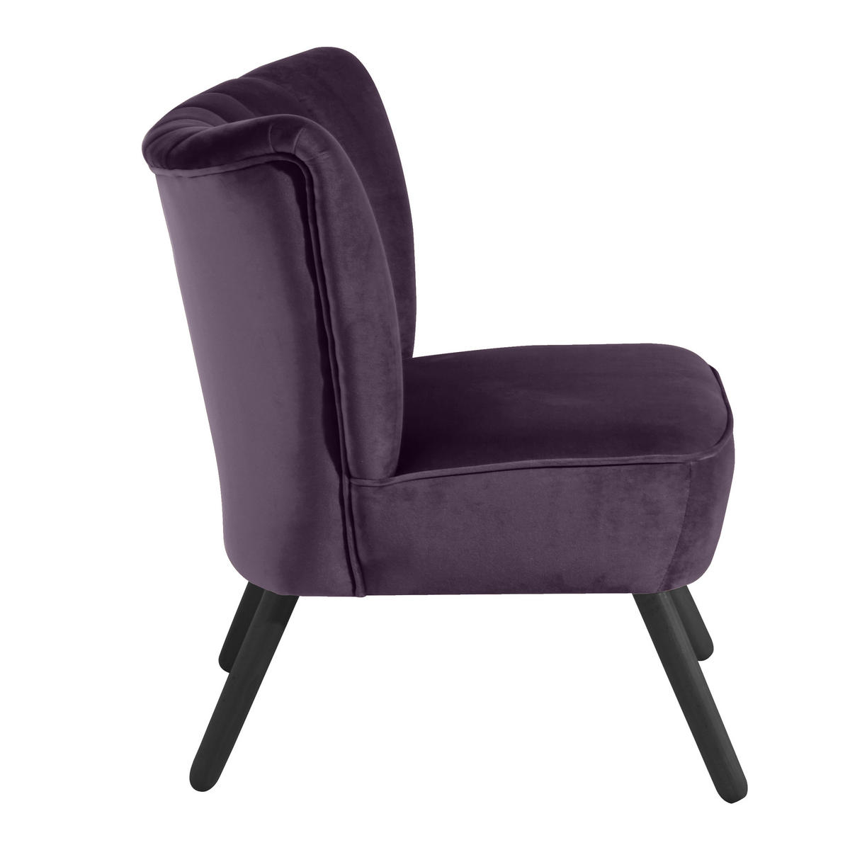 SESSEL in Samt, Velours Lila  - Lila/Schwarz, Design, Holz/Textil (70/80/66cm) - Max Winzer
