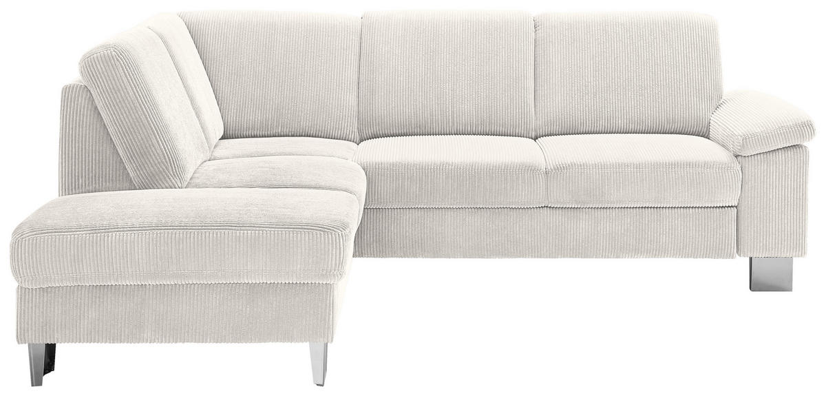 ECKSOFA in Cord Beige  200/248 cm  - Edelstahlfarben/Beige, KONVENTIONELL, Textil/Metall (200/248cm) - Beldomo System