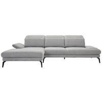 ECKSOFA in Chenille Grau  180/289 cm  - Schwarz/Grau, Design, Textil/Metall (180/289cm) - Stylife