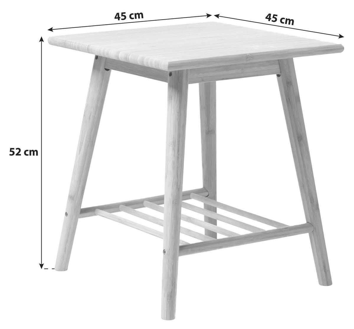 BEISTELLTISCH 45/45/52 cm Bambus vollmassiv Naturfarben quadratisch  - Naturfarben, ROMANTIK / LANDHAUS, Holz (45/45/52cm) - MID.YOU