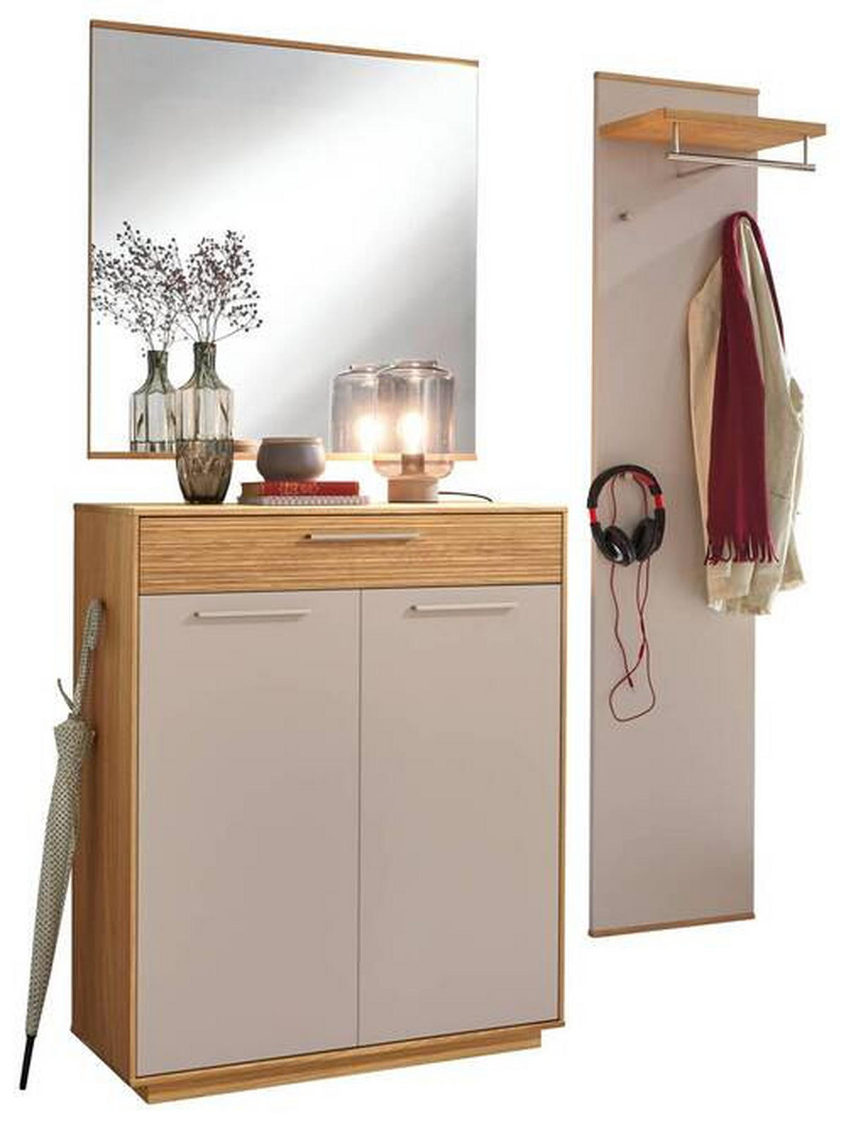 GARDEROBE 3-teilig  in 140/195/37 cm  - Taupe/Eichefarben, Design, Holz/Holzwerkstoff (140/195/37cm)