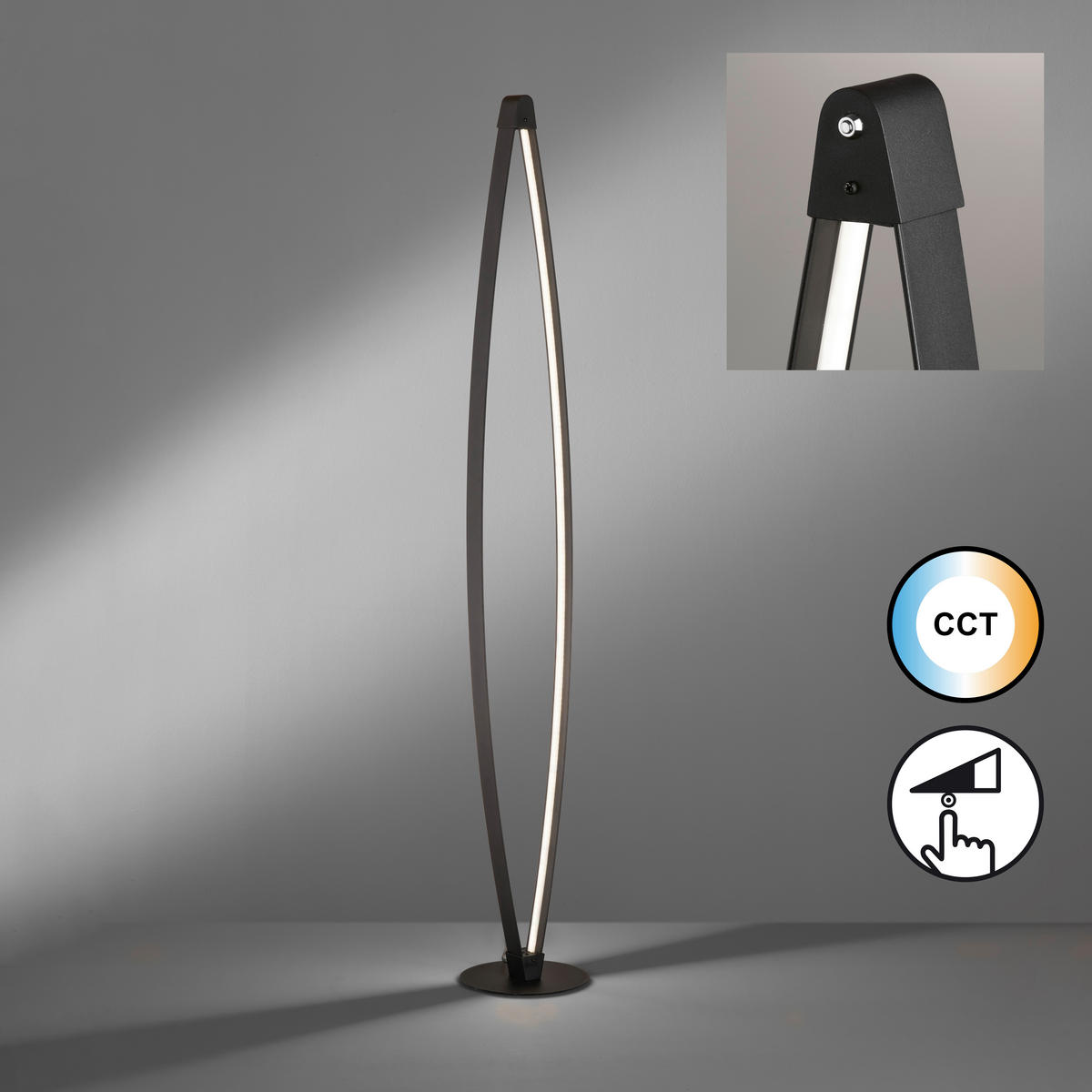 LED-STEHLEUCHTE 21/145 cm    - Schwarz, Design, Metall (21/145cm) - Fischer & Honsel
