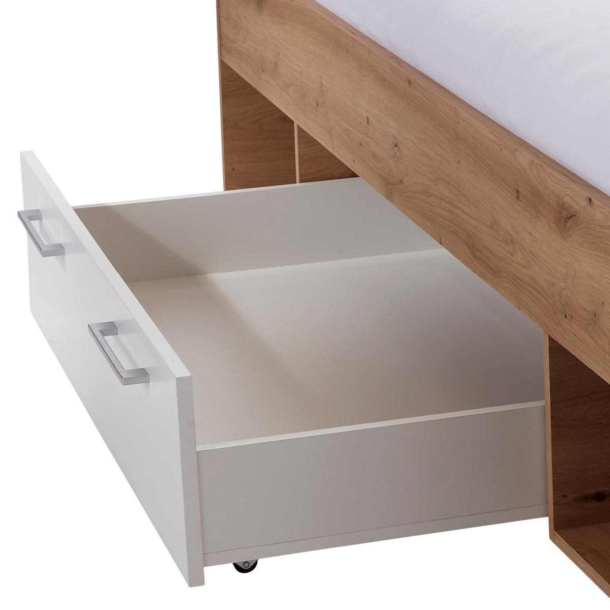 BETT 90/200 cm  in Weiß, Eiche Artisan  - Blau/Eichefarben, MODERN (90/200cm) - Ondega