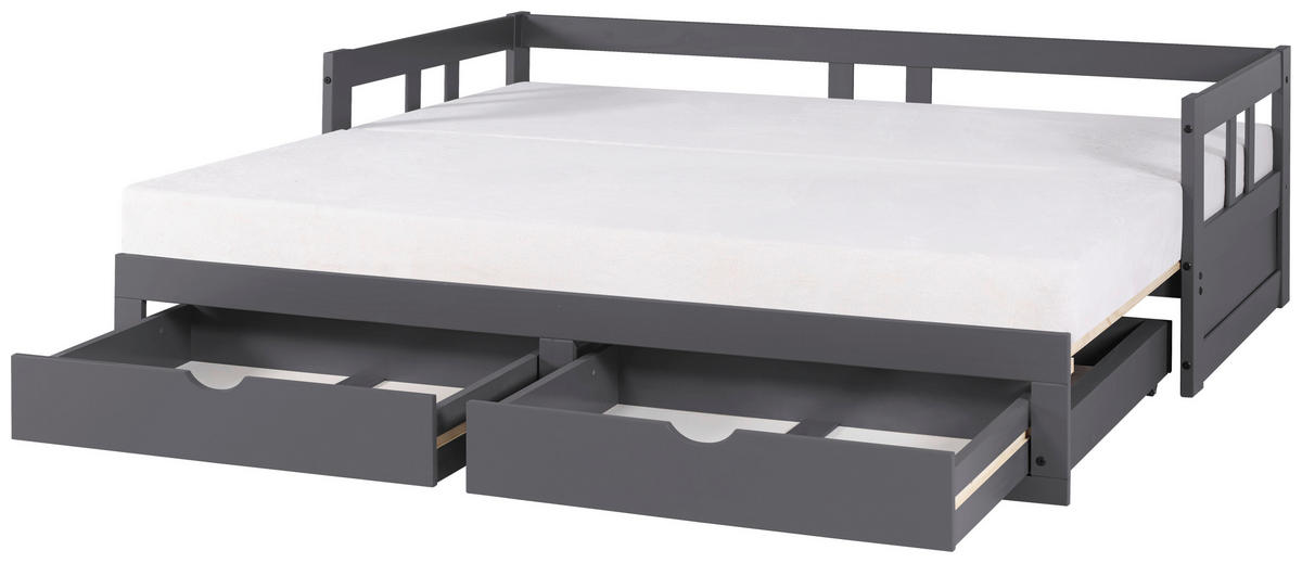 VÝSUVNÁ POSTEL, 90/200 cm, antracitová - přírodní barvy/antracitová, Romantický / Rustikální, kov/dřevo (90/200cm) - MID.YOU