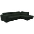 ECKSOFA in Chenille Schwarz  - Chromfarben/Schwarz, Design, Textil (301/207cm) - Xora