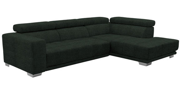 ECKSOFA in Chenille Schwarz  - Chromfarben/Schwarz, Design, Textil (301/207cm) - Xora