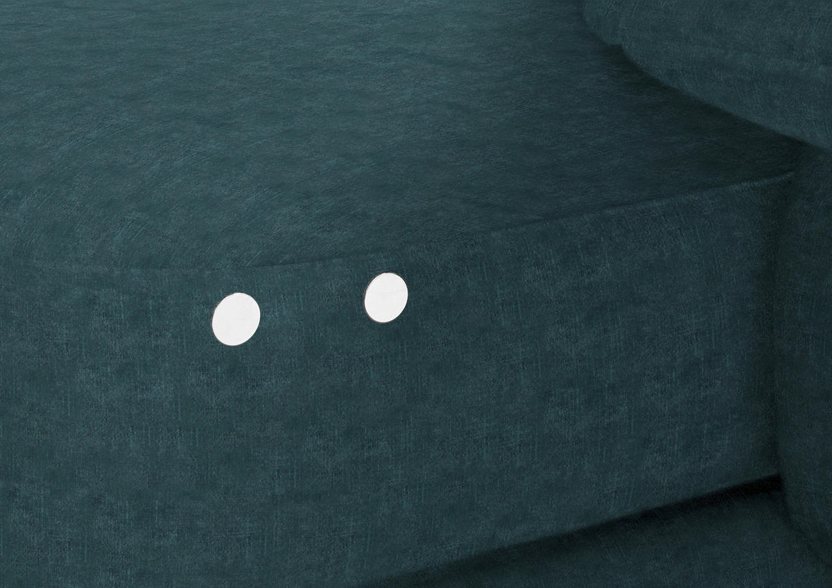 ECKSOFA in Velours Petrol  - Petrol/Schwarz, Design, Textil/Metall (310/180cm) - Dieter Knoll