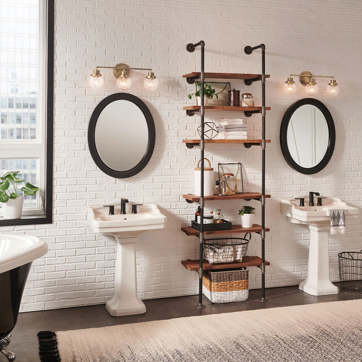 BADEZIMMER-WANDLEUCHTE 61.5/25/18.3 cm   - Messingfarben, LIFESTYLE, Glas/Metall (61.5/25/18.3cm) - Elstead Lighting