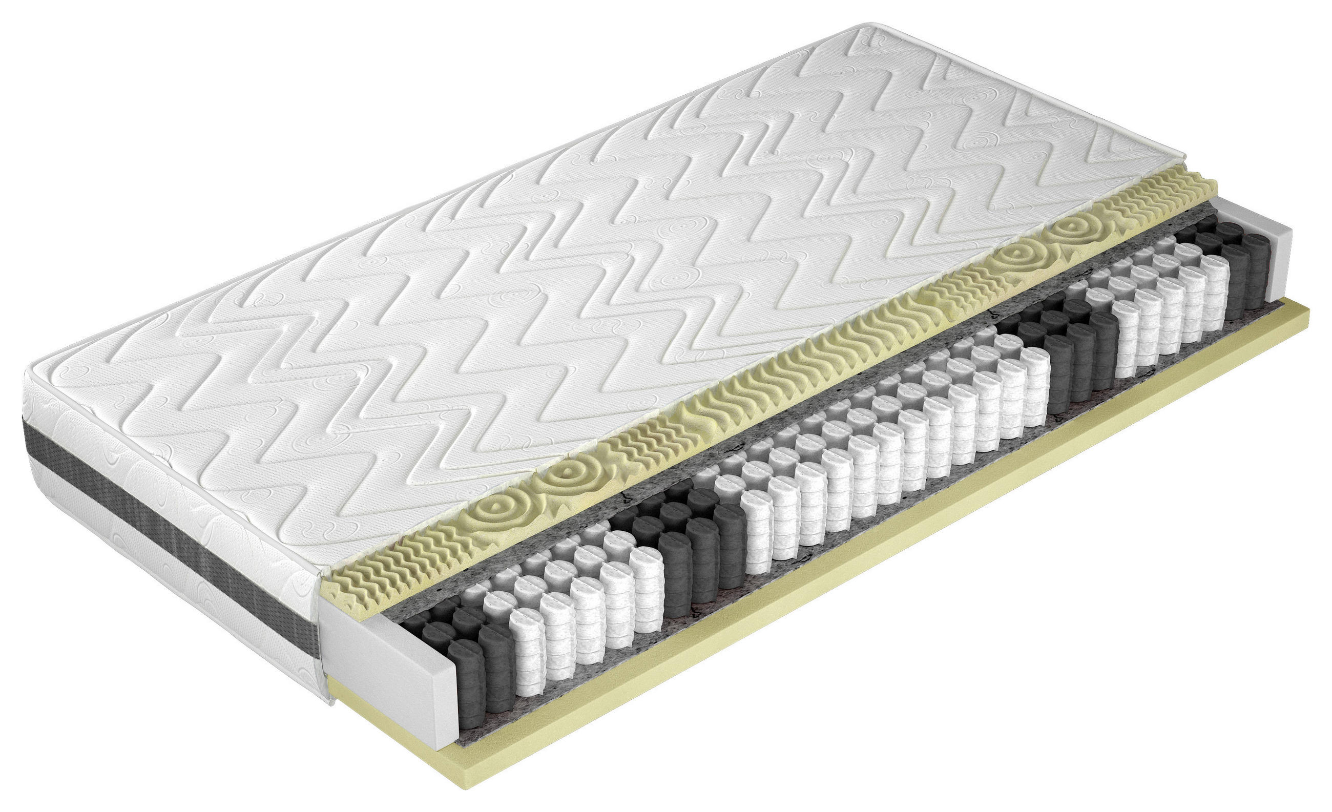 TASCHENFEDERKERNMATRATZE 180/200 cm, Höhe ca.: 17 cm, Wendematratze mit unterschiedlichen Härtegraden, H2 + H3 = mittel + fest, 7-Zonen - Textil (180/200cm)