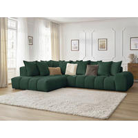 ECKSOFA Ottomane links  EVEREST Grün Struktur  - Schwarz/Grün, MODERN, Kunststoff/Textil (352/210cm)