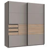 SCHWEBETÜRENSCHRANK  in Sahara, Eichefarben, Grau  - Eichefarben/Schwarz, KONVENTIONELL, Holzwerkstoff/Metall (180/198/65cm) - Carryhome