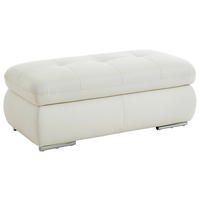 HOCKER Echtleder Weiß  - Alufarben/Weiß, Design, Leder/Metall (129/49/64cm) - Beldomo Speed