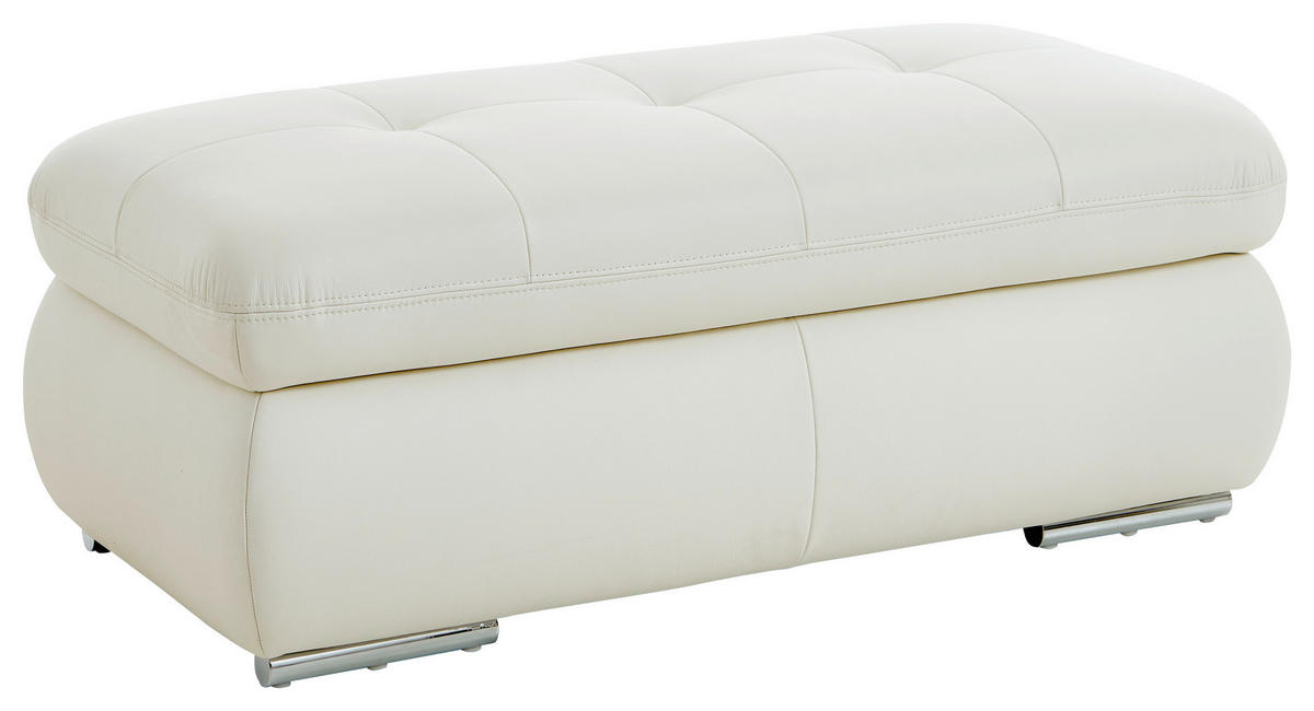 HOCKER Echtleder Weiß  - Alufarben/Weiß, Design, Leder/Metall (129/49/64cm) - Beldomo Speed