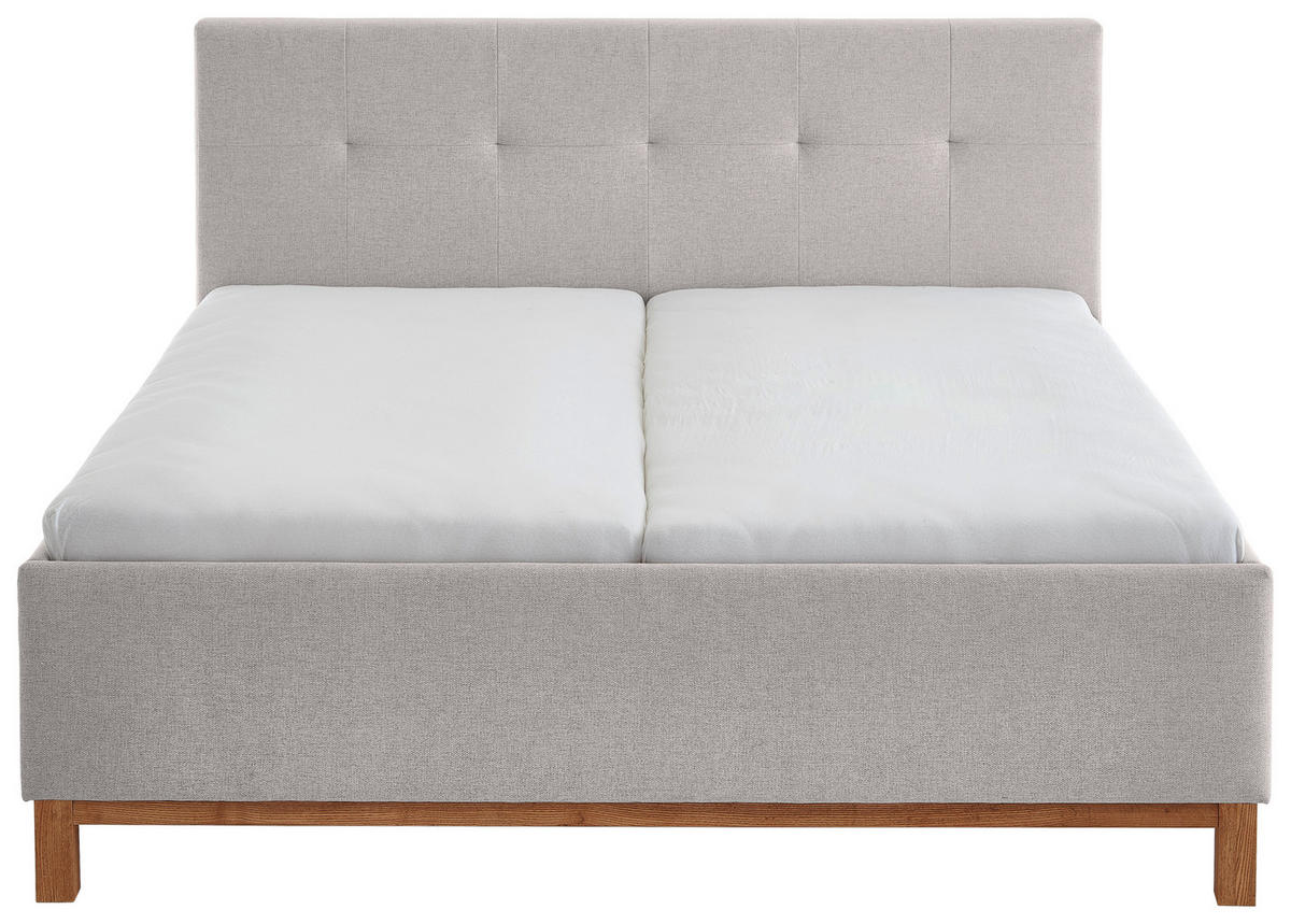 POLSTERBETT 180/200 cm  in Hellgrau  - Eichefarben/Hellgrau, MODERN, Holz/Textil (180/200cm) - Livetastic