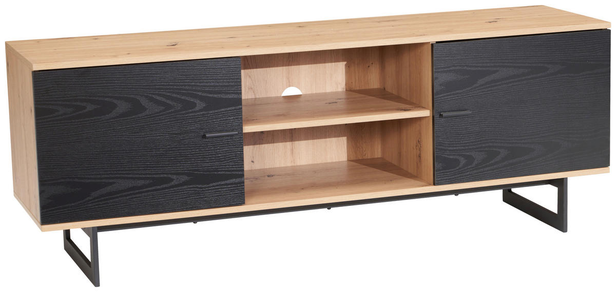 LOWBOARD  in 150/55/40 cm  - Eichefarben/Schwarz, Design, Holzwerkstoff/Metall (150/55/40cm) - Livetastic