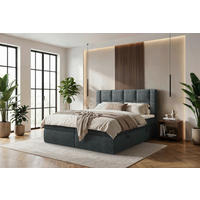 BOXBETT 180/200 cm,  in Anthrazit, gepolstertes Kopfteil, Bettkasten, Topper, Matratzen, H3 = fest  - Anthrazit/Schwarz, MODERN, Holz/Holzwerkstoff (180/200cm) - Boxxx