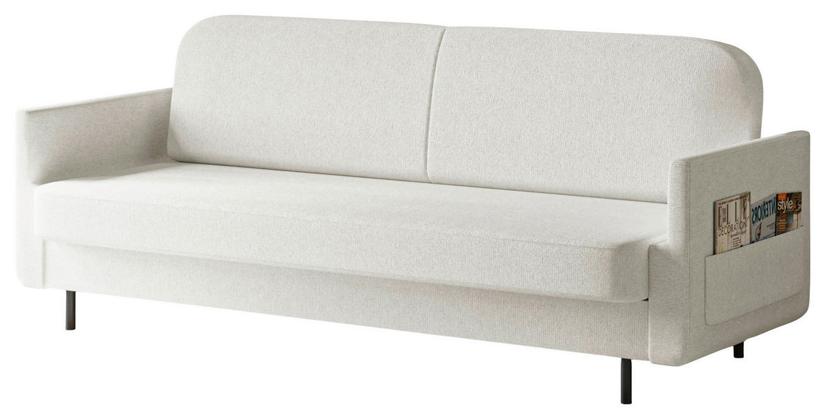 SCHLAFSOFA CLOUDY Creme  inkl. Schlaffunktion, Rücken echt, Stauraum  - Creme, Design, Textil/Metall (221/87/84cm) - MID.YOU