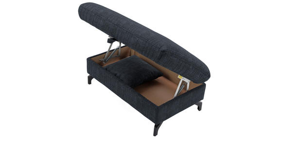 ECKSOFA in Flachgewebe, Leinenoptik Dunkelblau 208/247 cm - Schwarz/Dunkelblau, Design, Textil/Metall (208/247cm) - Xora