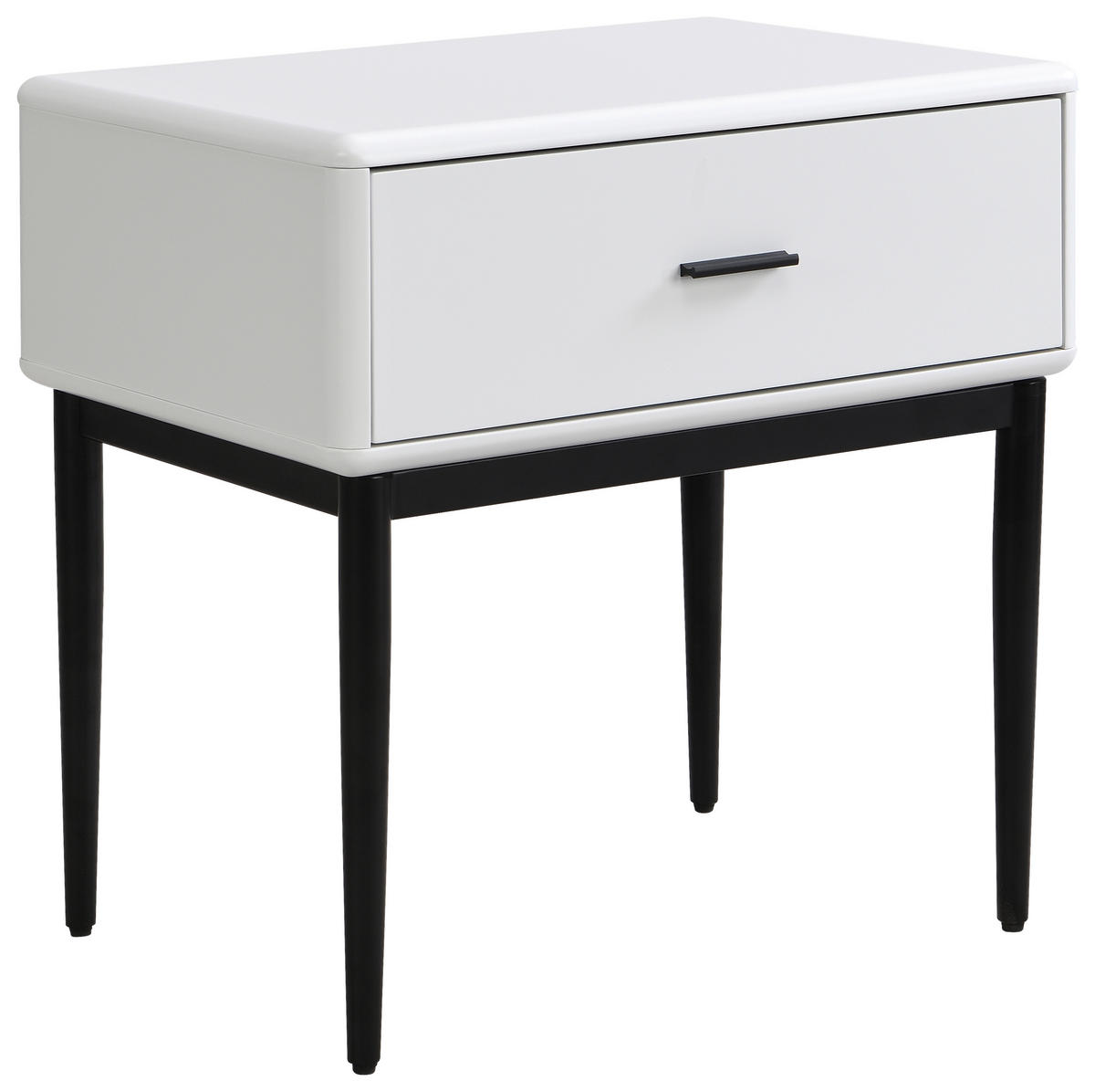 NACHTSCHRANK 54/55/40 cm  - Schwarz/Weiß, MODERN, Holzwerkstoff/Metall (54/55/40cm) - Livetastic
