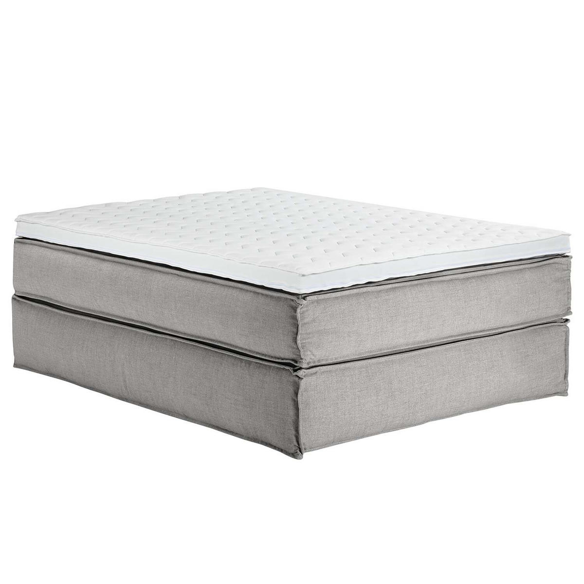 BOXSPRINGBETT 160/200 cm  in Hellgrau  - Hellgrau/Schwarz, Design, Textil (160/200cm) - home24