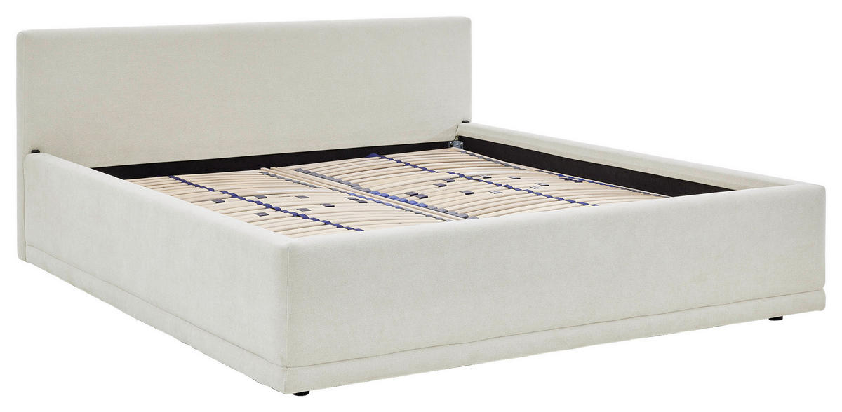 POLSTERBETT 200/200 cm,  in Beige, Bettkasten, Lattenroste,  - Birkefarben/Beige, Design, Holz/Textil (200/200cm) - Musterring